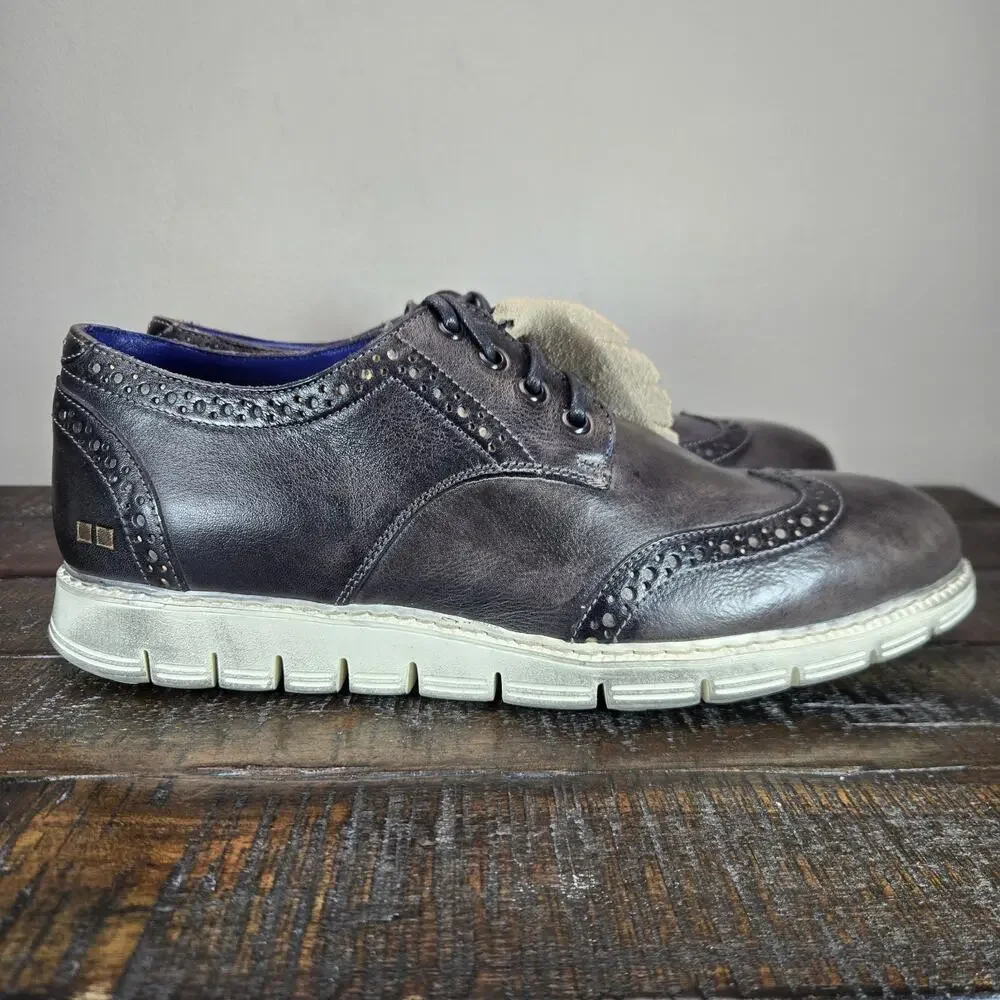 NEW BED STU Cayuga II Mens Size 9 Oxford Sneakers Organic Leather Gray White